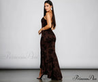 Phoebe Formal Velvet Charming Flocked Mermaid Dress