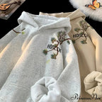 Pine Printed Y2K Retro Large Hoodie