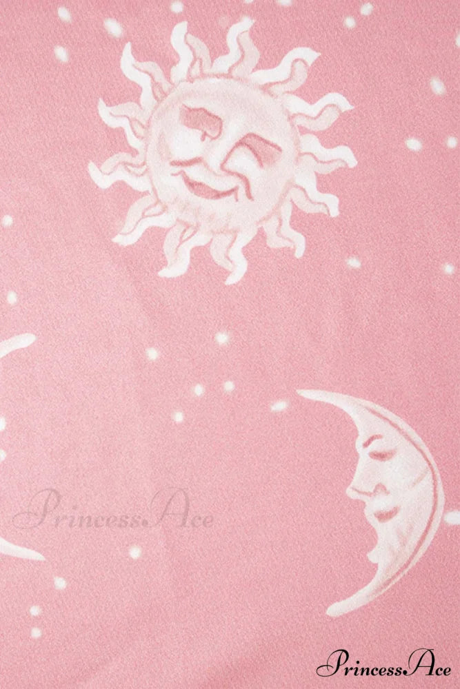 Pink Abstract Print Flares Pants