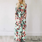 Pink Bohemian Flower Long Floral Dress