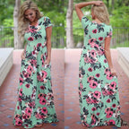 Pink Bohemian Flower Long Floral Dress
