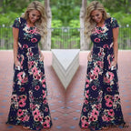 Pink Bohemian Flower Long Floral Dress