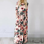 Pink Bohemian Flower Long Floral Dress