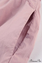 Pink Drawstring Zipper Cargo Pants