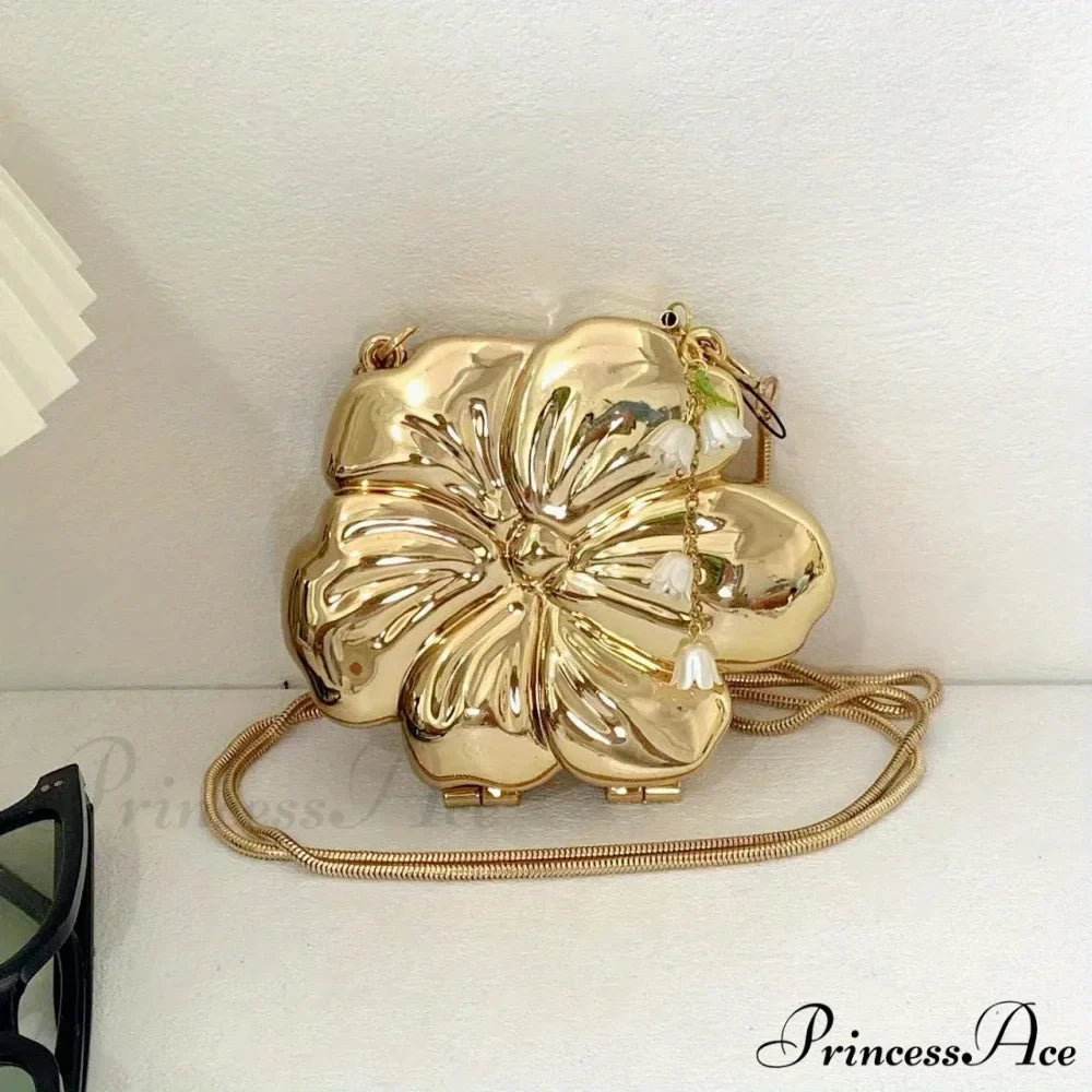 Pink Gold Flower Acrylic Clutch Purse