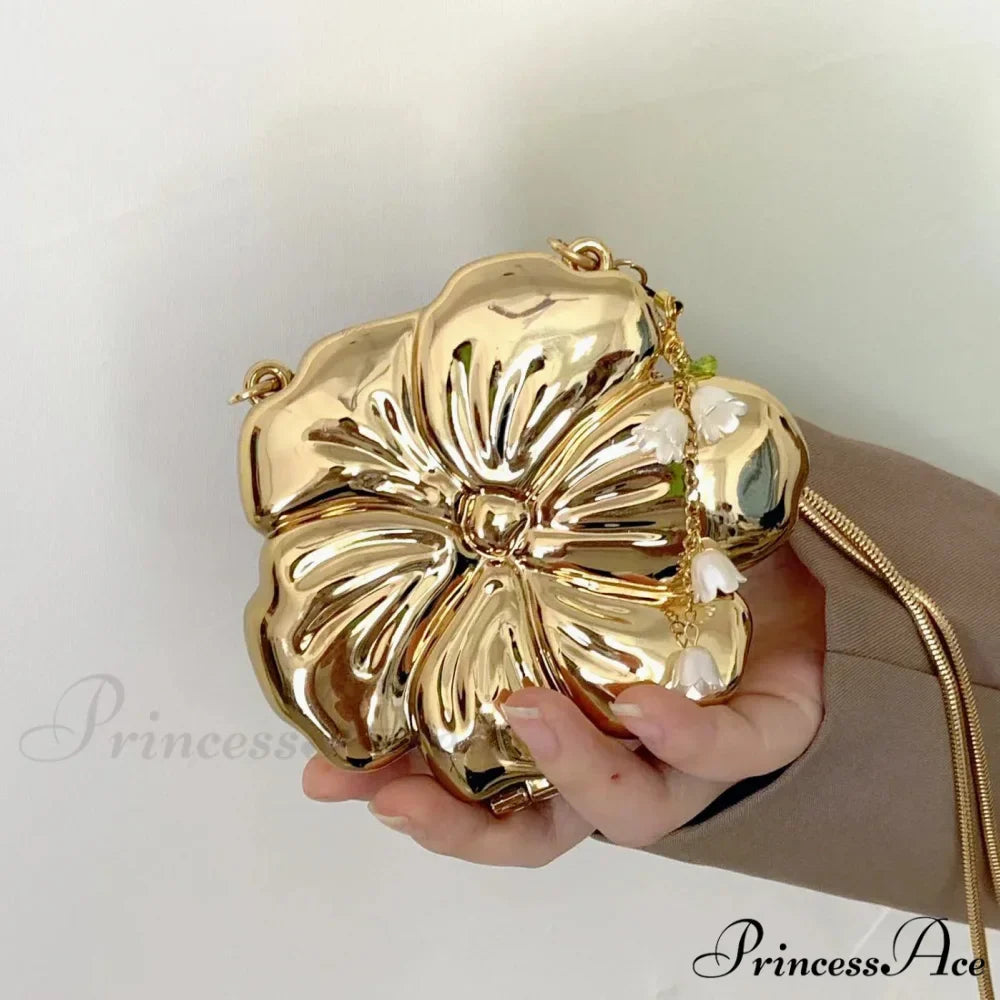 Pink Gold Flower Acrylic Clutch Purse
