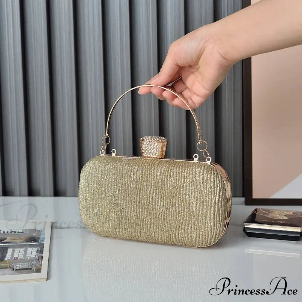 Pink Gold Sparkling Evening Clutch Shoulder Bag