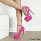 Pink High-Heels Women Pumps Spring AutumnFashion Round-Toe Buckle-Strap Platform Stiletto Nightclub High Heel