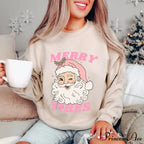 Pink Holiday Season Merry Vibes Cute Funny Kawaii Xmas Santa Christmas Hoodie
