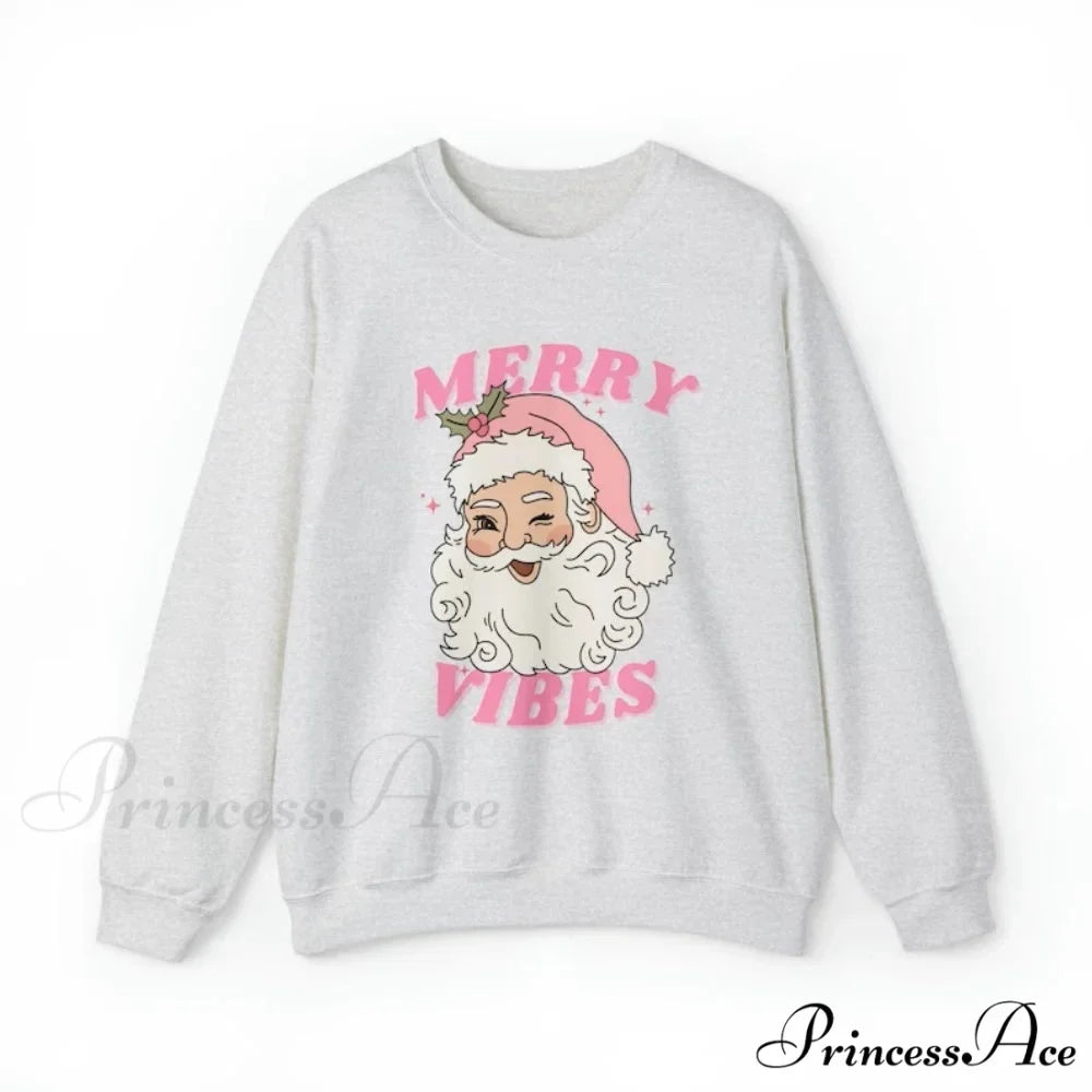 Pink Holiday Season Merry Vibes Cute Funny Kawaii Xmas Santa Christmas Hoodie