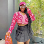 Pink Millennium Streetwear Knit Cardigan