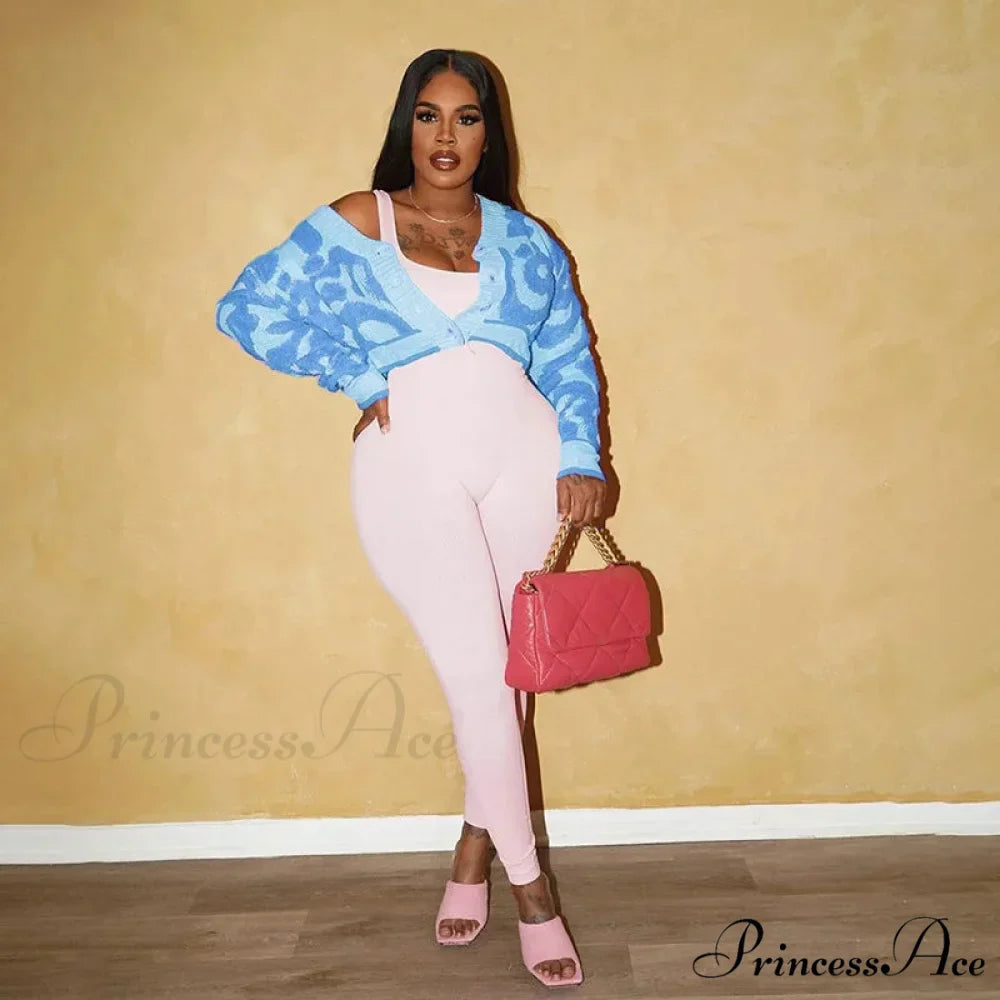 Pink Millennium Streetwear Knit Cardigan