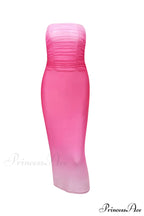 Pink Ombre Strapless Dress