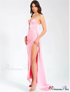 Pink Satin Strapless Party Dress