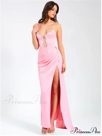 Pink Satin Strapless Party Dress