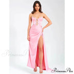 Pink Satin Strapless Party Dress