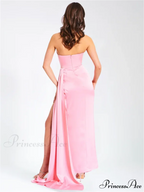Pink Satin Strapless Party Dress