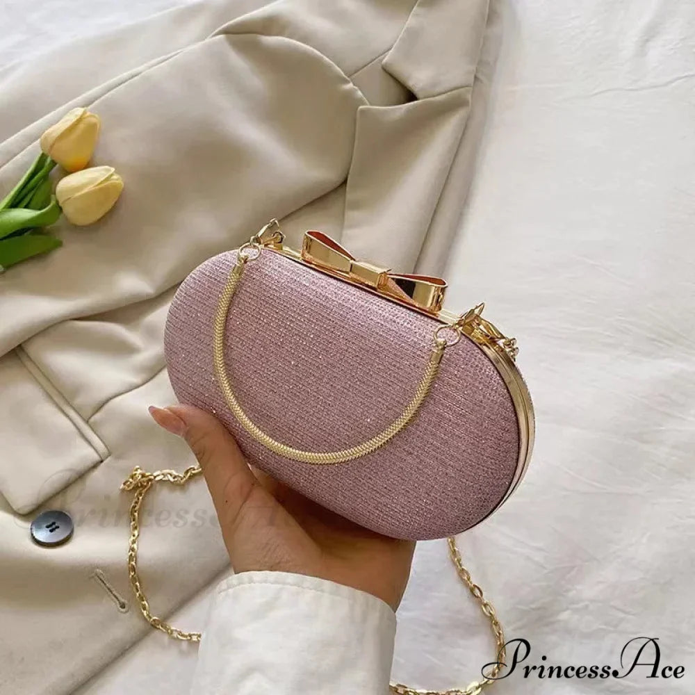 Pink Sparkling Sequins Evening Designer Opulent Crossbody Clutch Bag