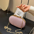 Pink Sparkling Sequins Evening Designer Opulent Crossbody Clutch Bag