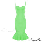 Pink Yellow Knee Length Rayon Bandage Dress