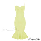 Pink Yellow Knee Length Rayon Bandage Dress