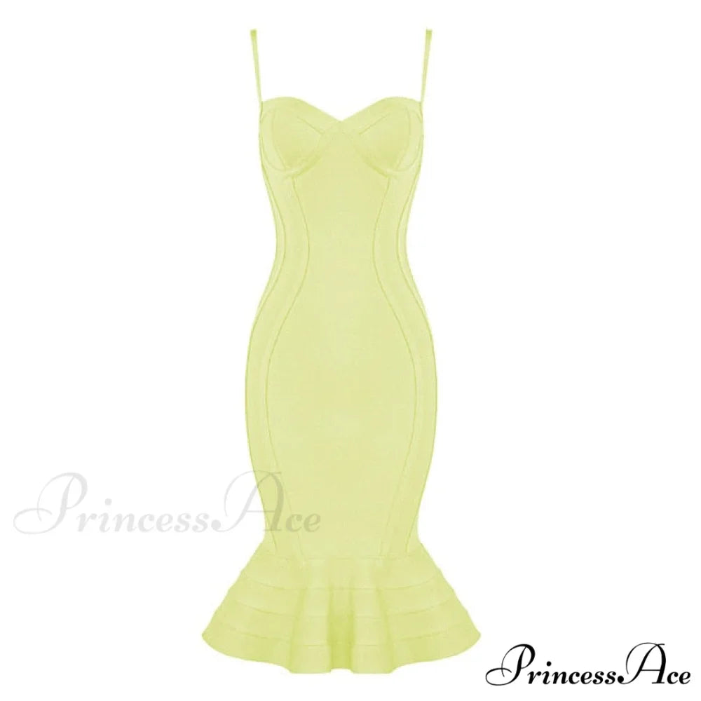 Pink Yellow Knee Length Rayon Bandage Dress