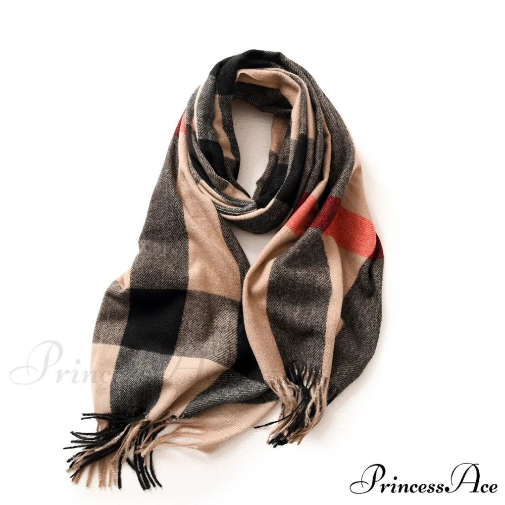 Plaid Blanket Thick Winter Warm Shawl Set Scarf