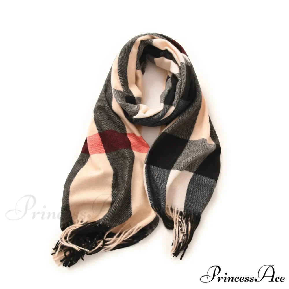 Plaid Blanket Thick Winter Warm Shawl Set Scarf