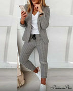 Plaid Comfortable Casual Women's Suit