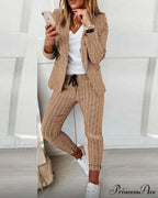 Plaid Comfortable Casual Women's Suit