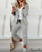 Plaid Comfortable Casual Women's Suit