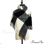 Plaid Hijab Korean Style Cashmere Winter Scarf - Black White Green Yellow