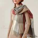 Plaid Hijab Korean Style Cashmere Winter Scarf - Black White Green Yellow