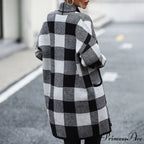 Plaid Knitted Cardigan