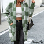 Plaid Knitted Cardigan