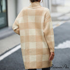 Plaid Knitted Cardigan