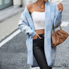 Plaid Knitted Cardigan