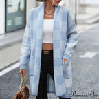 Plaid Knitted Cardigan