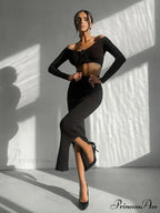 Plaid Knitted Maxi Dress