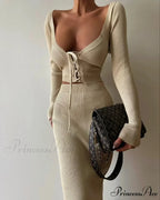 Plaid Knitted Maxi Dress