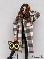 Plaid Long Blouses Coat