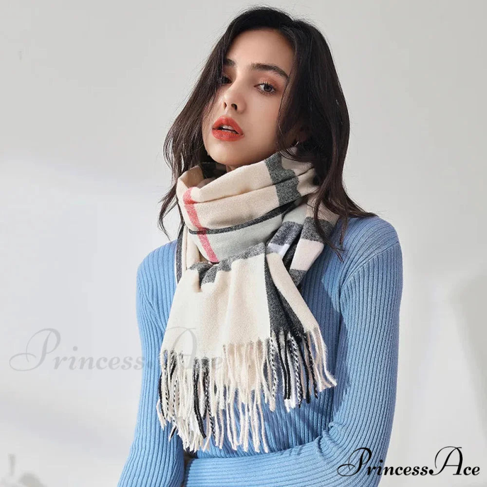 Plaid Mid-length Imitation Cashmere Warm Autumn Winter Scarf
