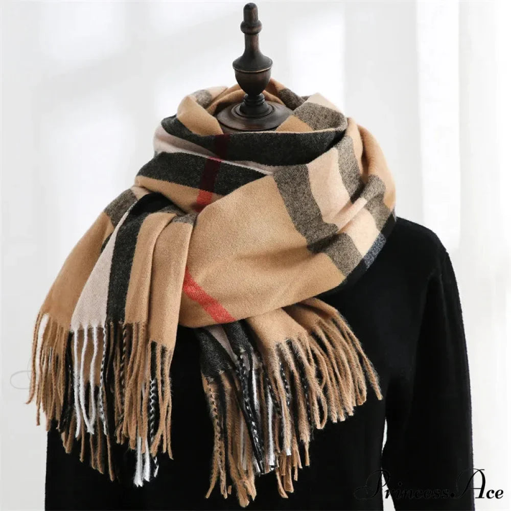 Plaid Mid-length Imitation Cashmere Warm Autumn Winter Scarf