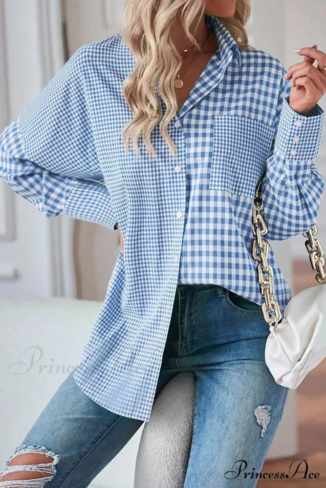 Plaid Patchwork Long Sleeve Shirt
