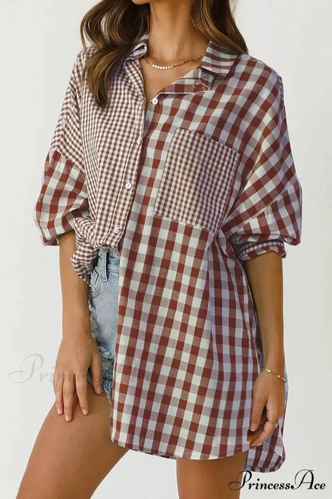 Plaid Patchwork Long Sleeve Shirt