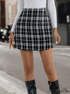 Plaid Pattern Tweed Skirt