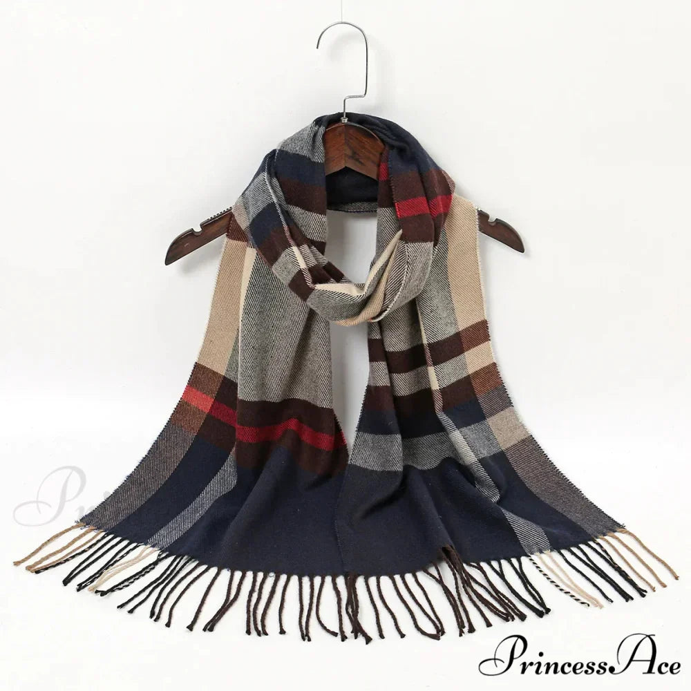 Plaid Print Cashmere Winter Pashmina Scarf - Luxury Travel Essential
