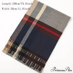 Plaid Print Cashmere Winter Pashmina Scarf with Tassels