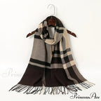 Plaid Print Cashmere Winter Pashmina Scarf with Tassels