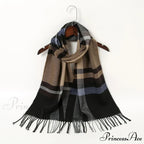 Plaid Print Cashmere Winter Pashmina Scarf with Tassels